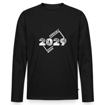 Geschenkidee 2029 - Männer Premium Bio Langarmshirt - Schwarz - Vorne - Nico (187cm)