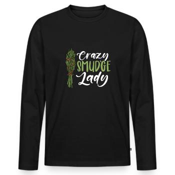 Crazy Smudge Lady Native American Smudging Ritual - Men's Premium Organic Long Sleeve Shirt - black - Front - Nico (187cm)