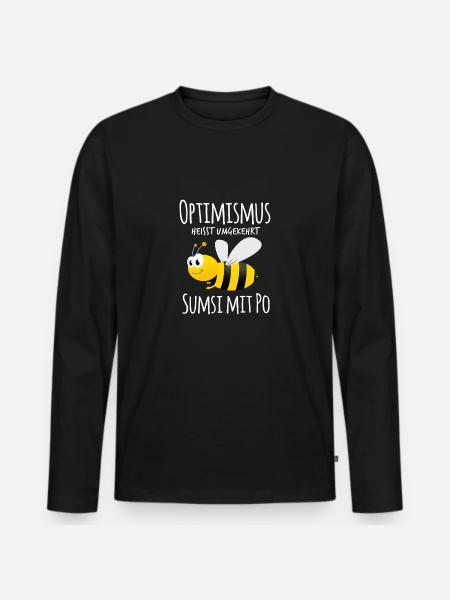 Optimismus heißt umgekehrt Sumsi mit Po - Männer Premium Bio Langarmshirt - Schwarz