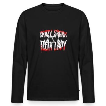 Megalodon Shark Tooth Fossil Collector Gift - Men's Premium Organic Long Sleeve Shirt - black - Front - Nico (187cm)