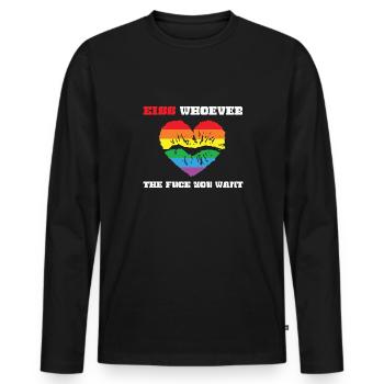 LBGT Flag Gay Pride Kiss qui vous voulez - T-shirt manches longues Premium bio Homme - noir - Devant - Nico (187cm)