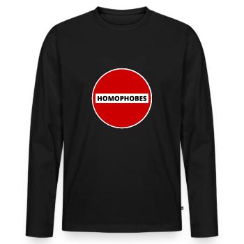HOMOPHOBES INTERDITS - T-shirt manches longues Premium bio Homme - noir - Devant - Nico (187cm)