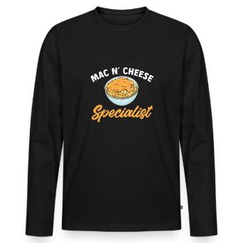 Macaroni Cheese Lover Mac And Cheese - Men's Premium Organic Long Sleeve Shirt - black - Front - Nico (187cm)