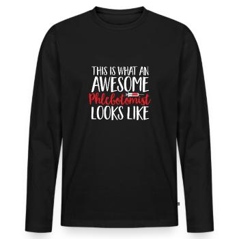 Phlebotomy Blood Draw Blood Nurse - Men's Premium Organic Long Sleeve Shirt - black - Front - Nico (187cm)