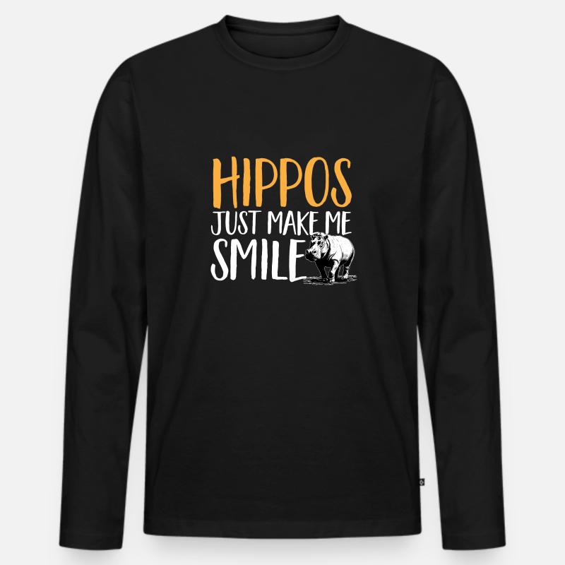 Flusspferd Nilpferd - Männer Premium Bio Langarmshirt - Schwarz