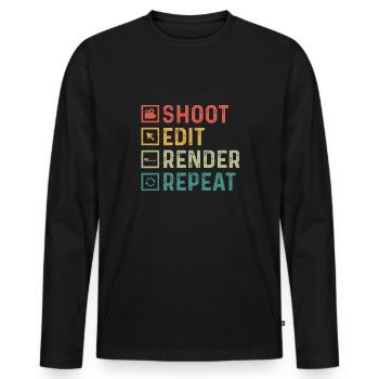 Video Editor Filmemacher Videofilmer - Männer Premium Bio Langarmshirt - Schwarz - Vorne - Nico (187cm)