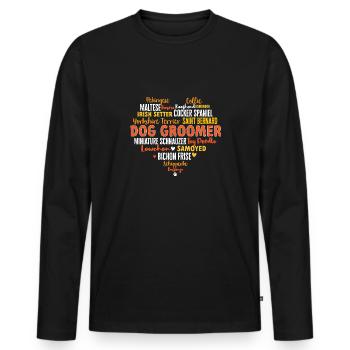 Salon de coiffure pour chiens - T-shirt manches longues Premium bio Homme - noir - Devant - Nico (187cm)