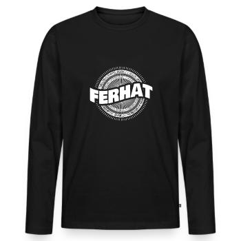 Ferhat - Männer Premium Bio Langarmshirt - Schwarz - Vorne - Nico (187cm)