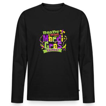 Perles et bling C’est un Mardi Gras choses - T-shirt manches longues Premium bio Homme - noir - Devant - Nico (187cm)