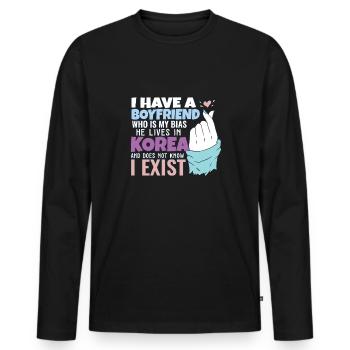 Kpop Idol Fan K Drama Lover J'aime la Corée J'ai un - T-shirt manches longues Premium bio Homme - noir - Devant - Nico (187cm)