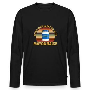 Mayonnaise - T-shirt manches longues Premium bio Homme - noir - Devant - Nico (187cm)