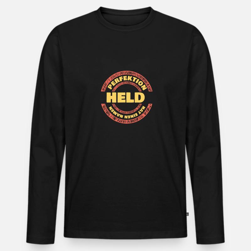 Perfektion held - Männer Premium Bio Langarmshirt - Schwarz