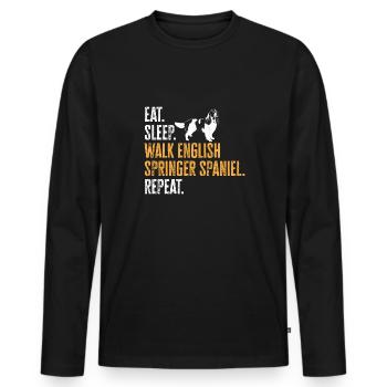 English Springer Spaniel Dog - Men's Premium Organic Long Sleeve Shirt - black - Front - Nico (187cm)