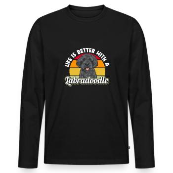 Labradoodle Dog - Men's Premium Organic Long Sleeve Shirt - black - Front - Nico (187cm)