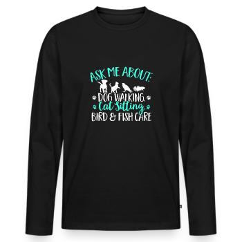 Pet Sitting Cat Dog Pet Sitter - Men's Premium Organic Long Sleeve Shirt - black - Front - Nico (187cm)