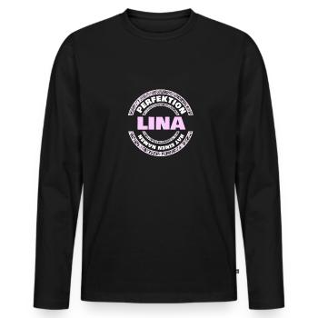 Vorname Lina - Männer Premium Bio Langarmshirt - Schwarz - Vorne - Nico (187cm)