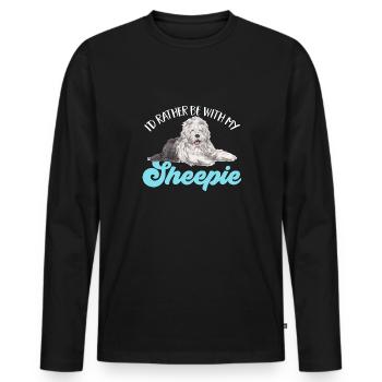 Old English Sheepdog Sheepie Bobtail - Men's Premium Organic Long Sleeve Shirt - black - Front - Nico (187cm)