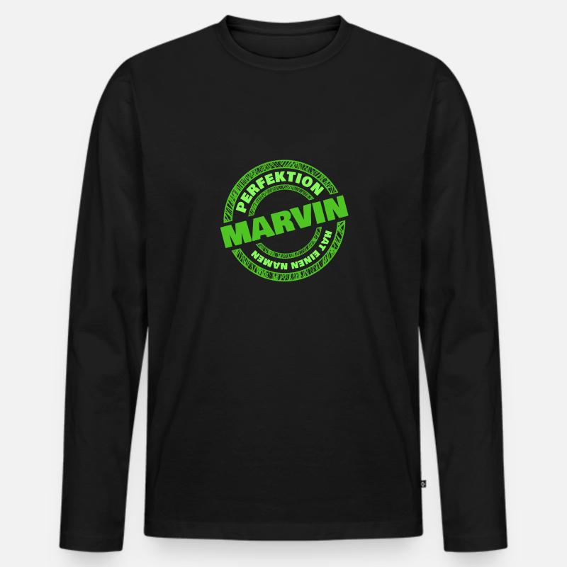 Perfektion Marvin - Männer Premium Bio Langarmshirt - Schwarz
