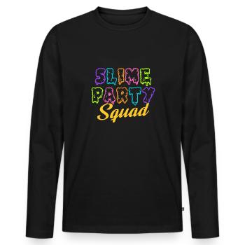 Slime Party Squad - Fête d’anniversaire des amoureux des Slime - T-shirt manches longues Premium bio Homme - noir - Devant - Nico (187cm)