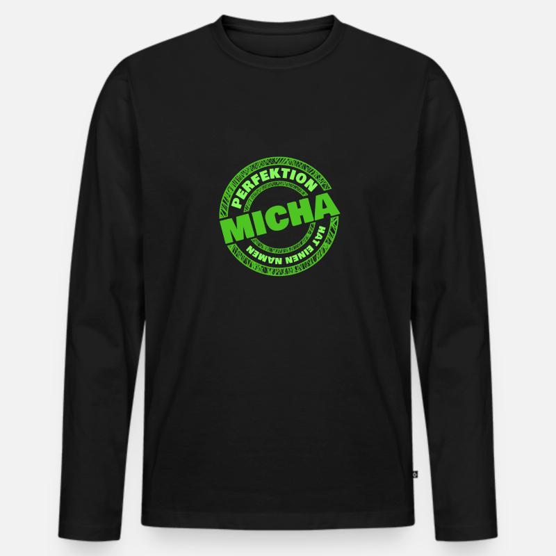 Micha - Männer Premium Bio Langarmshirt - Schwarz