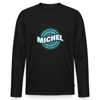 Michel - Men's Premium Organic Long Sleeve Shirt - black - Front - Nico (187cm)