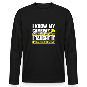 Video Editor Filmemacher Videofilmer - Männer Premium Bio Langarmshirt - Schwarz - Vorne - Nico (187cm)