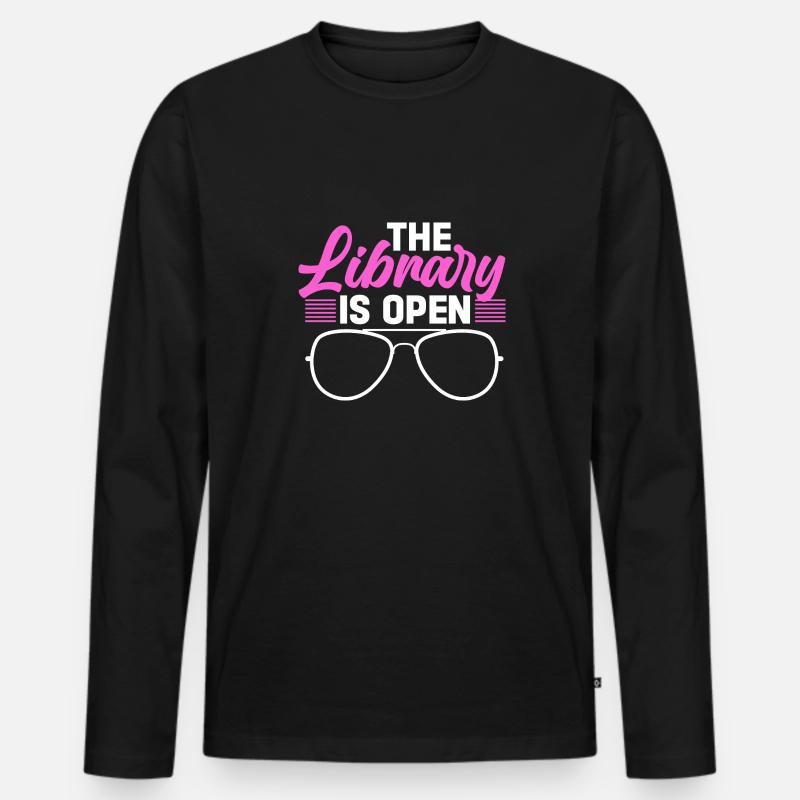 The library is open - Männer Premium Bio Langarmshirt - Schwarz