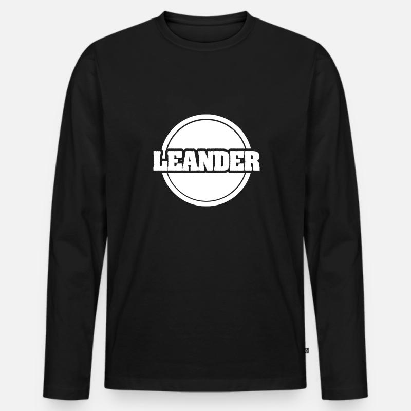 Vorname Leander - Männer Premium Bio Langarmshirt - Schwarz