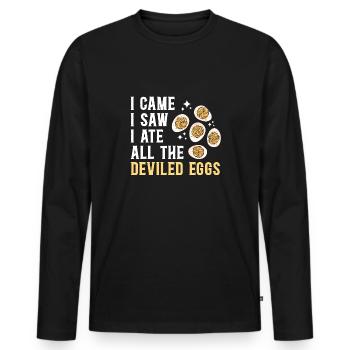 Stuffed Eggs Deviled Eggs - Men's Premium Organic Long Sleeve Shirt - black - Front - Nico (187cm)