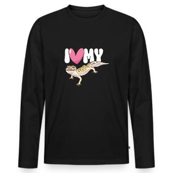 Gecko léopard Gecko reptile gecko de compagnie - T-shirt manches longues Premium bio Homme - noir - Devant - Nico (187cm)