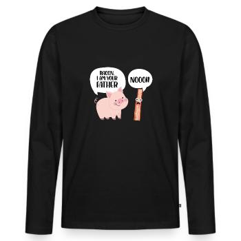 bacon I am your father Design for a pig and bacon - Men's Premium Organic Long Sleeve Shirt - black - Front - Nico (187cm)