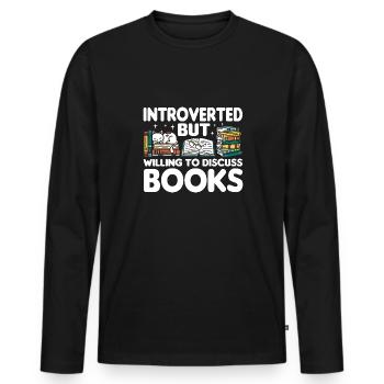 Katze Buchliebhaber Bücher Lesen - Männer Premium Bio Langarmshirt - Schwarz - Vorne - Nico (187cm)
