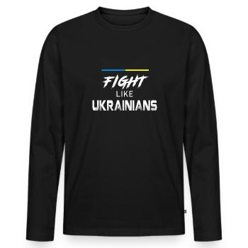 Kämpfe wie Ukrainer - Männer Premium Bio Langarmshirt - Schwarz - Vorne - Nico (187cm)