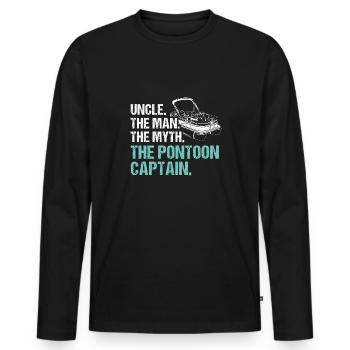 Pontoon Boat Captain Boating Lake Pontoon - Men's Premium Organic Long Sleeve Shirt - black - Front - Nico (187cm)