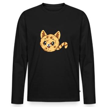 Cat Cookie Funny Animal Puns - Men's Premium Organic Long Sleeve Shirt - black - Front - Nico (187cm)