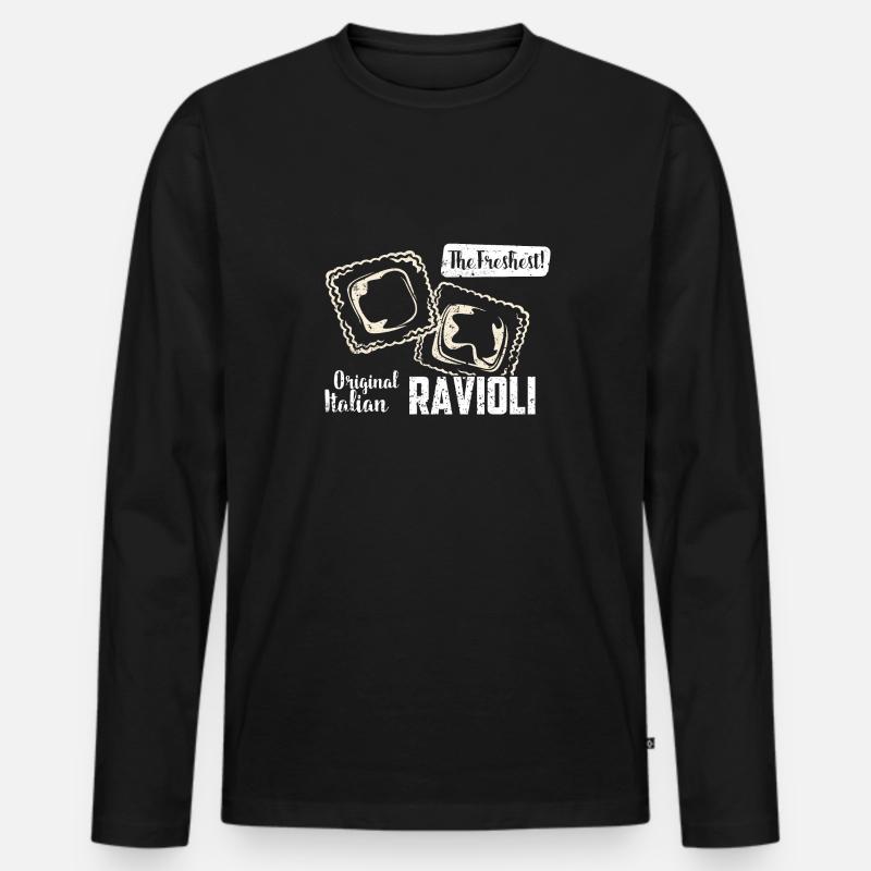 Ravioli - Männer Premium Bio Langarmshirt - Schwarz