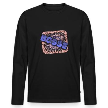 Patrons de distorsion - T-shirt manches longues Premium bio Homme - noir - Devant - Nico (187cm)
