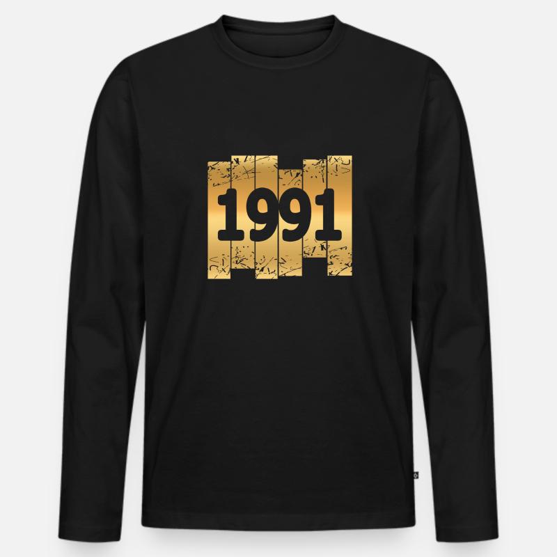 1991 - Männer Premium Bio Langarmshirt - Schwarz