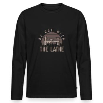 Turning Wood Lathe Lathe - Men's Premium Organic Long Sleeve Shirt - black - Front - Nico (187cm)