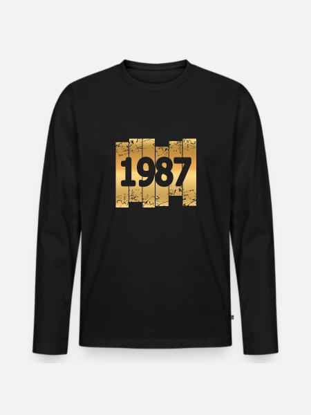 Gold 1987 - Männer Premium Bio Langarmshirt - Schwarz