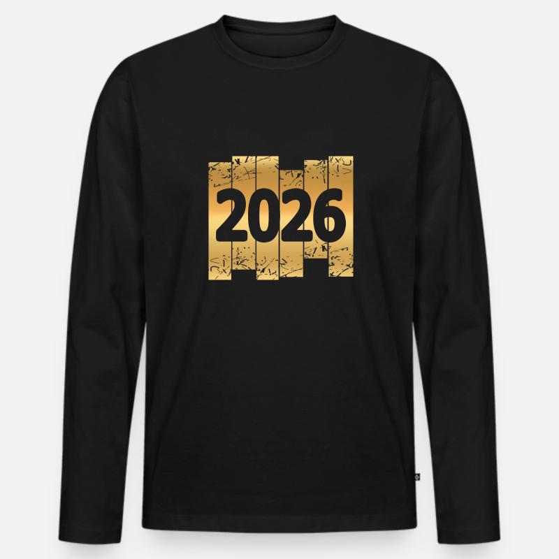 2026 - Männer Premium Bio Langarmshirt - Schwarz