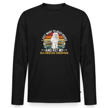 Chien de berger anglais Sheepie Bobtail - T-shirt manches longues Premium bio Homme - noir - Devant - Nico (187cm)