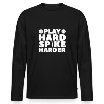 Play Hard Spike Harder Spiker Volleyball Lover Blo - Männer Premium Bio Langarmshirt - Schwarz - Vorne - Nico (187cm)