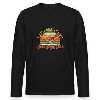 Corn Dog Corndog - Men's Premium Organic Long Sleeve Shirt - black - Front - Nico (187cm)