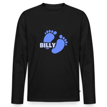 Geburt Billy - Männer Premium Bio Langarmshirt - Schwarz - Vorne - Nico (187cm)