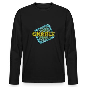 Freizeit Charly - Männer Premium Bio Langarmshirt - Schwarz - Vorne - Nico (187cm)