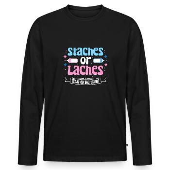 Annonce de bébé sexe révéler bébé fête staches - T-shirt manches longues Premium bio Homme - noir - Devant - Nico (187cm)