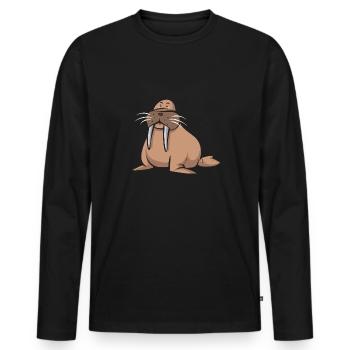 Walross - Männer Premium Bio Langarmshirt - Schwarz - Vorne - Nico (187cm)