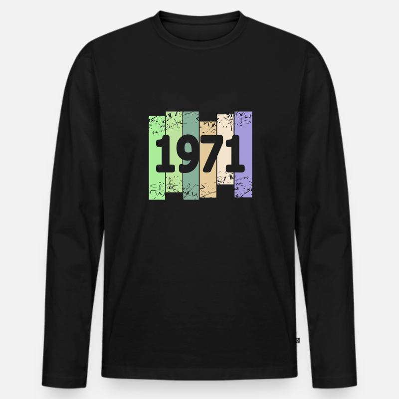 1971 - Männer Premium Bio Langarmshirt - Schwarz