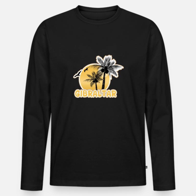 Gibraltar - Männer Premium Bio Langarmshirt - Schwarz